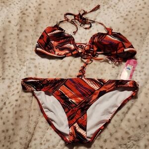 Xhilaration Women's Bikini in Red, Orange and Black
